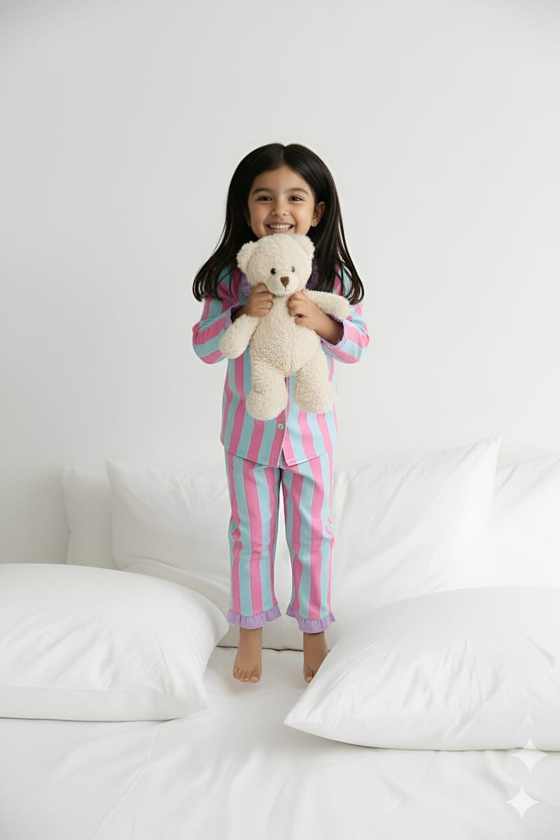 Stripes Girls Night Suit