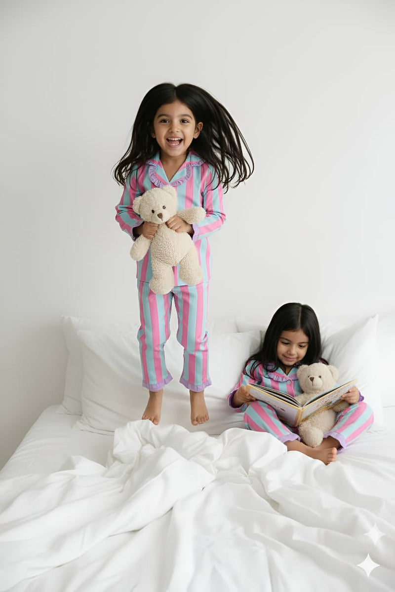 Stripes Girls Night Suit