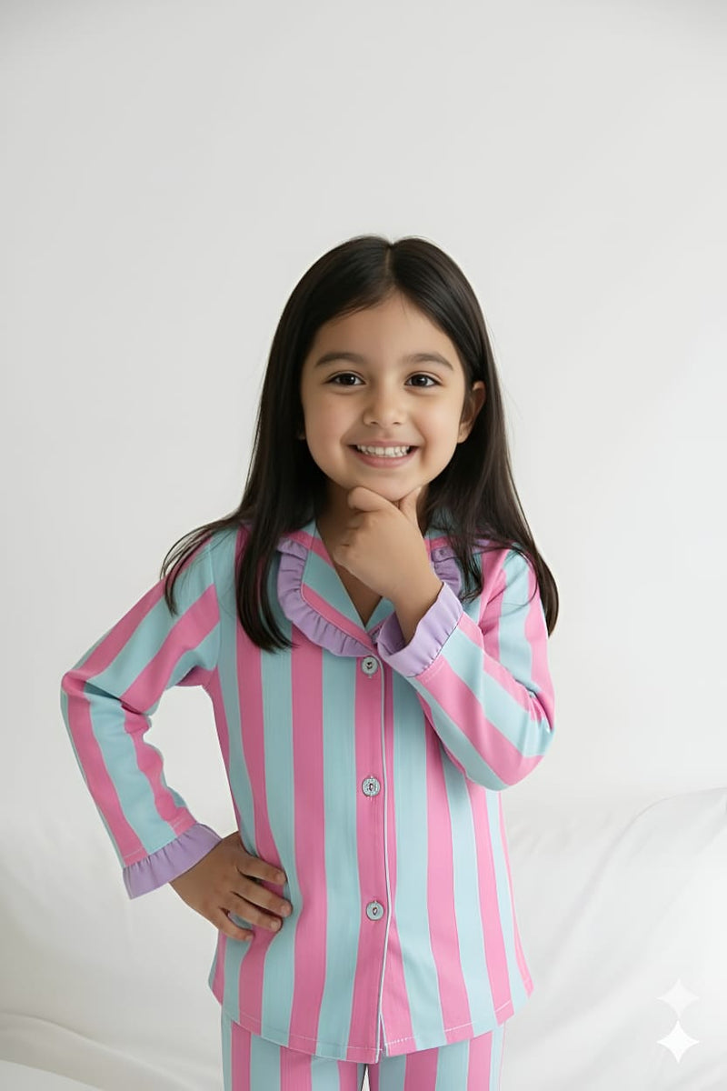 Stripes Girls Night Suit