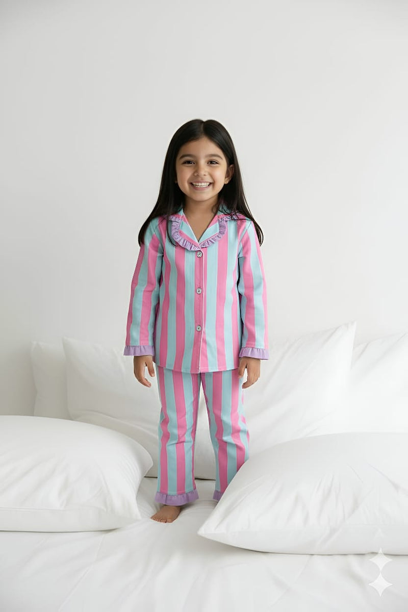 Stripes Girls Night Suit