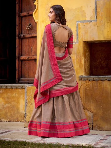 Chiku Color Thread Work With Chanderi Lehenga