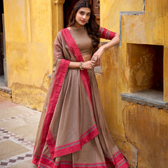 Chiku Color Thread Work With Chanderi Lehenga