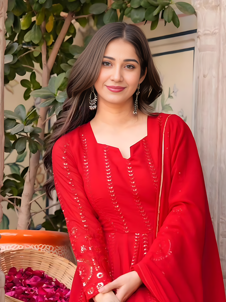Parvati Premium Quality Mehrooni Red Suit Set