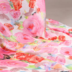 Light Pink Color Floral Printed Dull Satin Silk Saree
