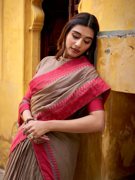 Chiku Color Thread Work With Chanderi Lehenga