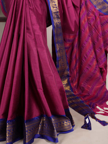 Pink Color Zari Weaving Work Aura Silk Saree