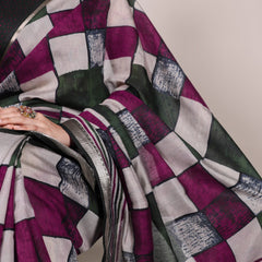 Green Color Printed With Temple Border Polyester Viscose Chanderi Saree