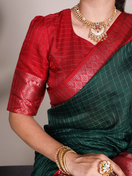 Green Color Patola Print With Weaving Work Tussar Chex Saree