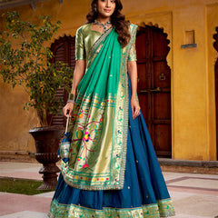 Navy Blue Color Paithani Lehenga