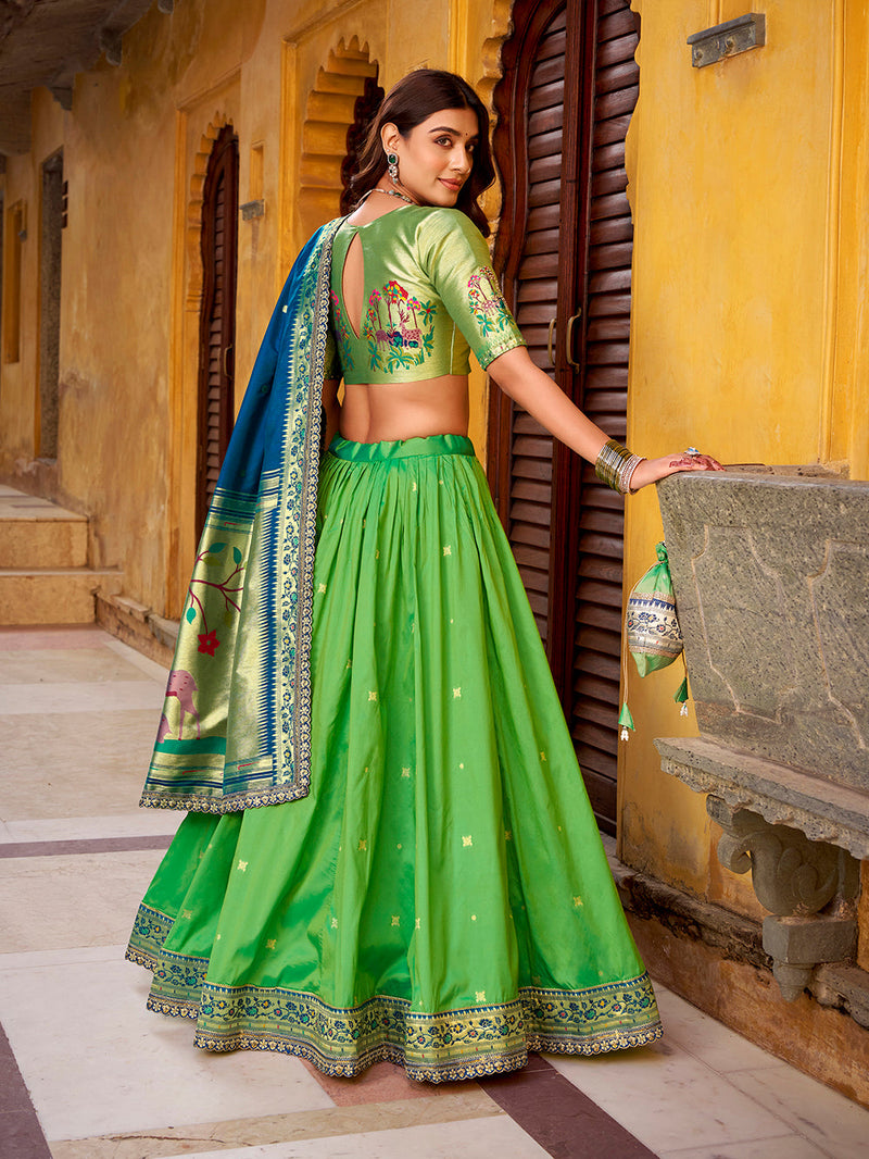 Parrot Color Paithani Lehenga