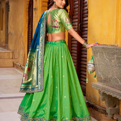 Parrot Color Paithani Lehenga