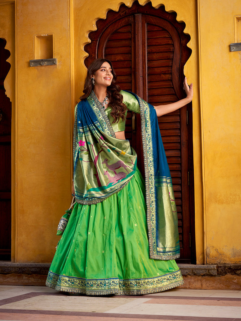 Parrot Color Paithani Lehenga