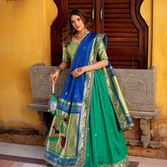 Teal Color Paithani Lehenga