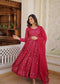 RANI & WINE  EMBROIDERED GEORGETTE ANARKALI  SUIT SET