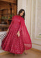 RANI & WINE  EMBROIDERED GEORGETTE ANARKALI  SUIT SET