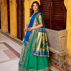 Teal Color Paithani Lehenga