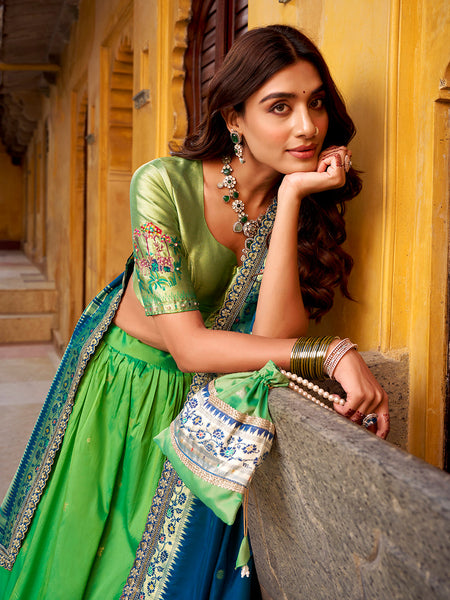 Parrot Color Paithani Lehenga