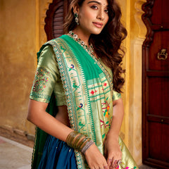 Navy Blue Color Paithani Lehenga