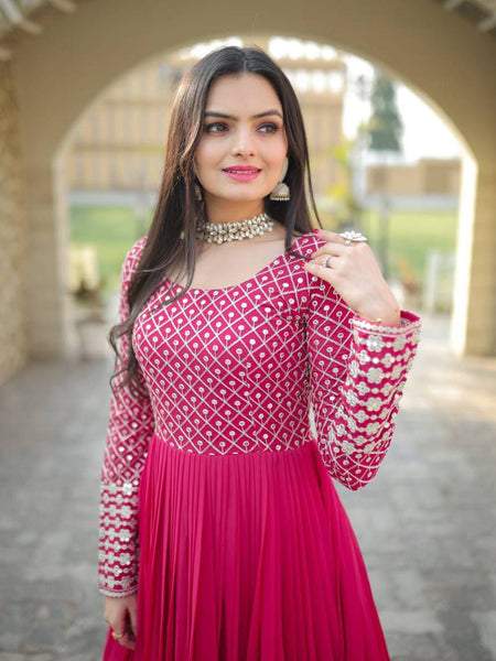 Pink Coloured Party Wear Gown 9122