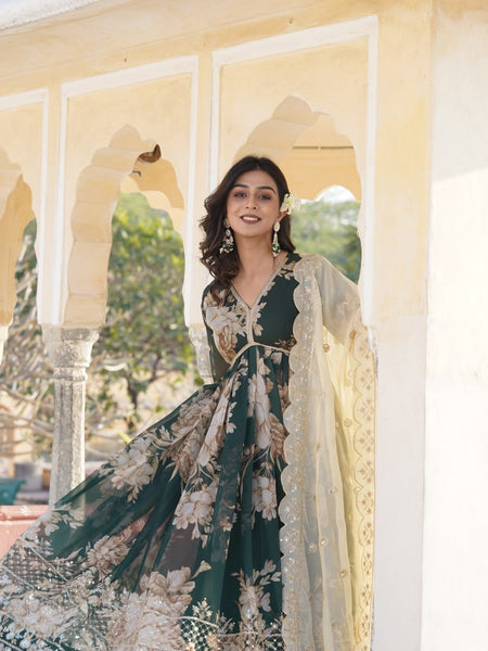 Premium Quality Green Anarkali Suit Set