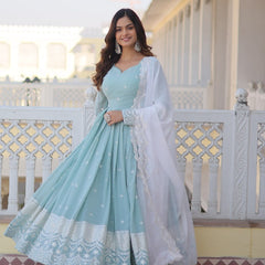 Premium Quality Sky Anarkali Suit Set
