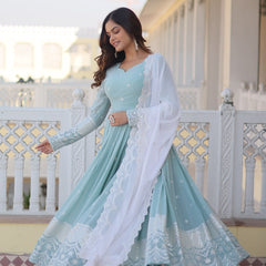 Premium Quality Sky Anarkali Suit Set