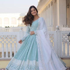 Premium Quality Sky Anarkali Suit Set