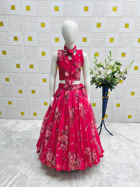 New Designer Lehenga Choli With Koti Ready To Wear Collection OC-210 Hot Pink