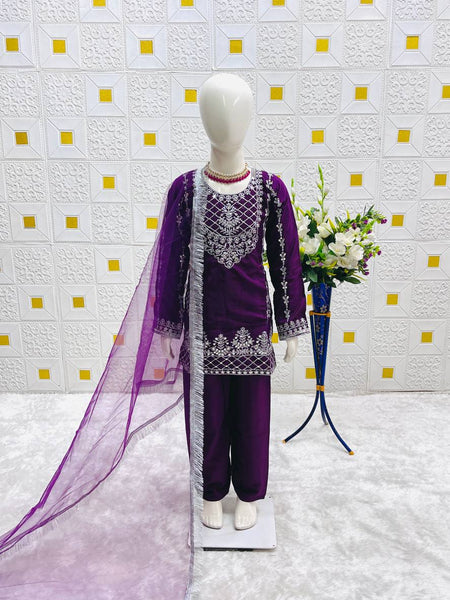 TRENDING TOP WITH BOTTOM AND DUPATTA SET READY TO WEAR COLLECTION OC-214 purple Grape