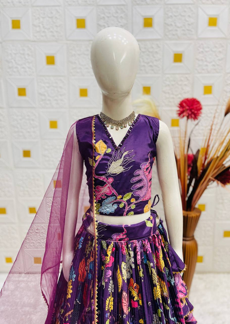 Wine Color Girls Lehenga Choli Set