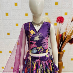 Wine Color Girls Lehenga Choli Set
