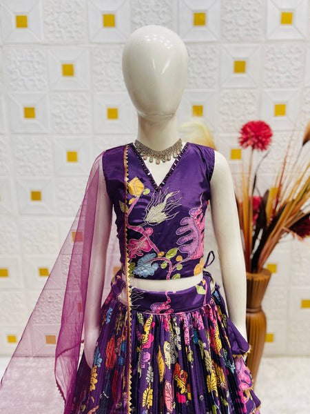 Wine Color Girls Lehenga Choli Set