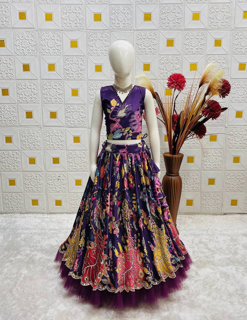 Wine Color Girls Lehenga Choli Set