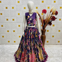 Wine Color Girls Lehenga Choli Set