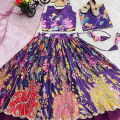 Wine Color Girls Lehenga Choli Set