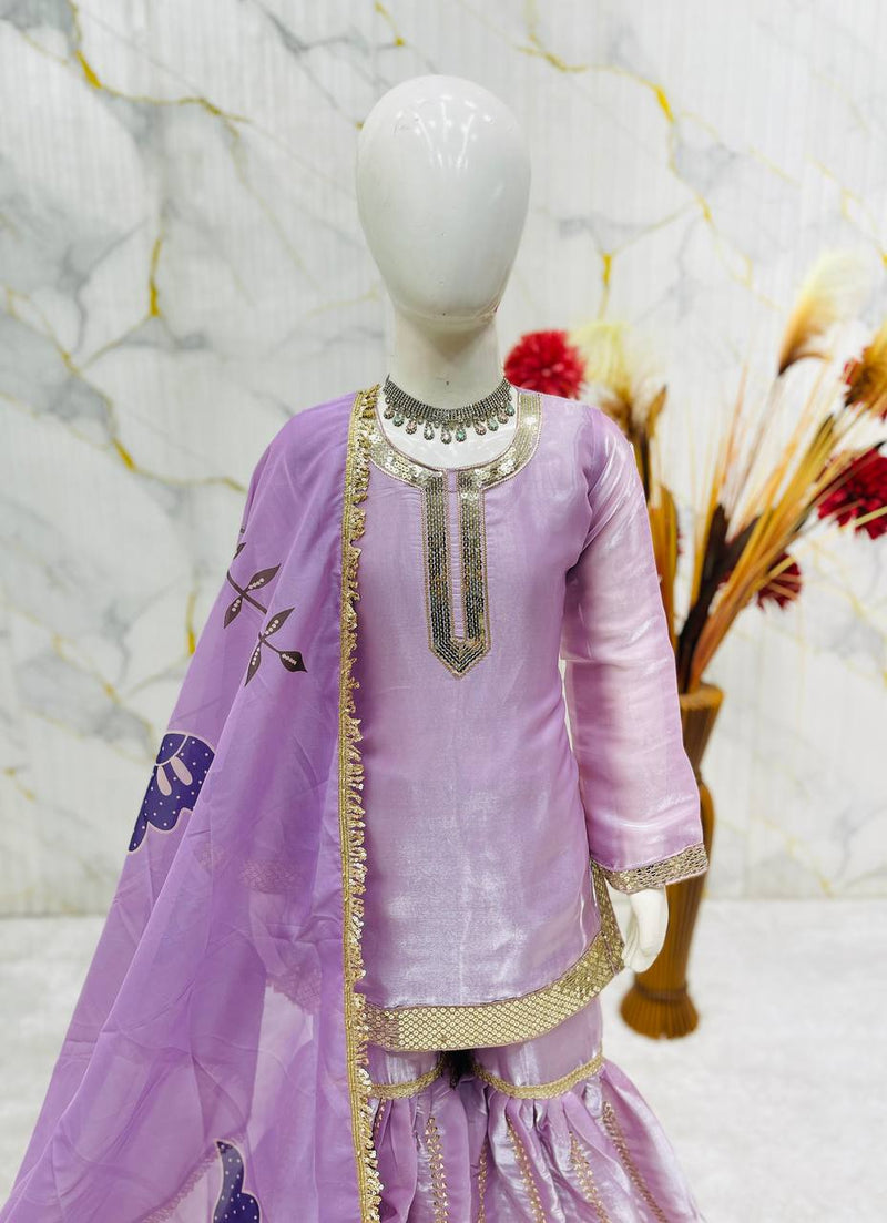 Premium Beautiful Kids Top Sharara And Dupatta Set