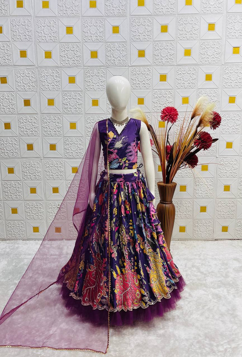 Wine Color Girls Lehenga Choli Set