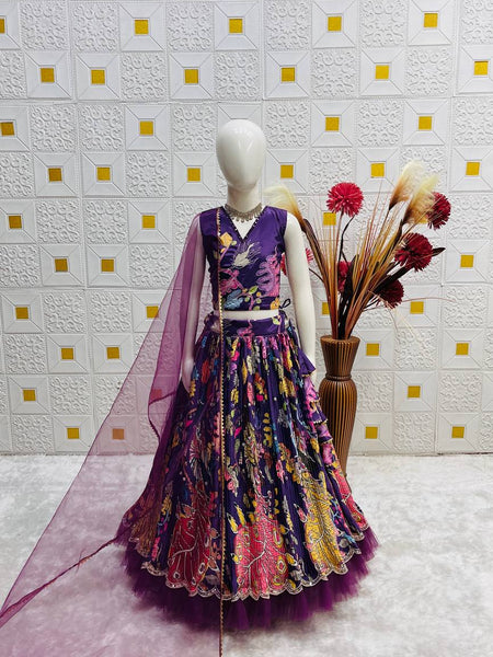 Wine Color Girls Lehenga Choli Set