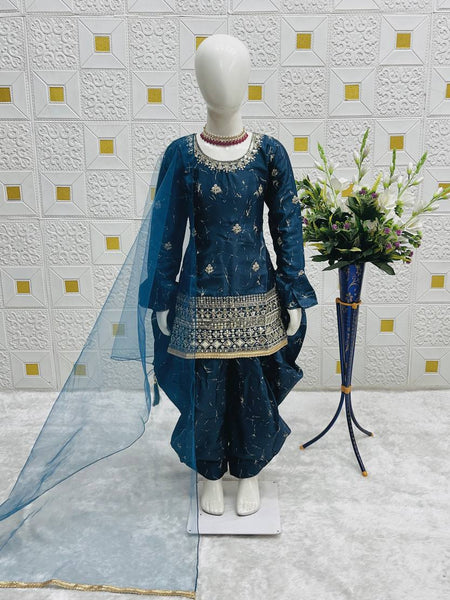 TOP WITH DHOTI SALWARR AND DUPATTAA FULL STTICHED OC-506 Blue