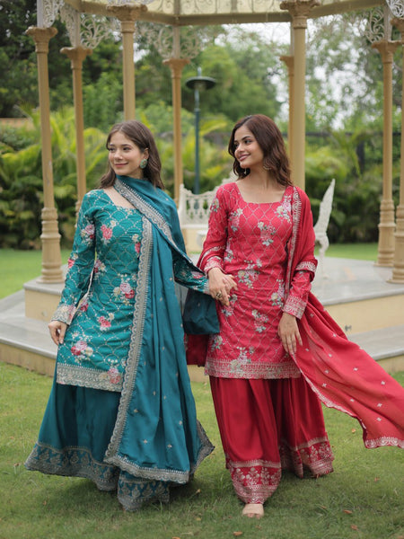 SIYA'S PREMIUM DESIGNER READYMADE KURTI-PLAZOO-DUPATTA ka-1125