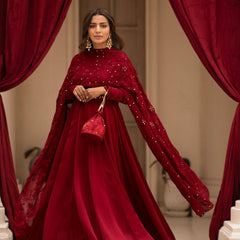 PREMIUM READYMADE  BLACK & RED SUIT SET TD-6008