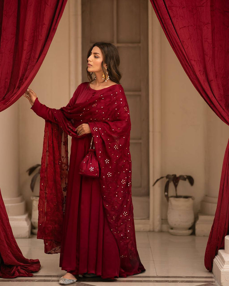 PREMIUM READYMADE  BLACK & RED SUIT SET TD-6008