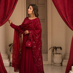 PREMIUM READYMADE  BLACK & RED SUIT SET TD-6008