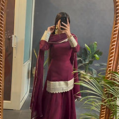 Off Maroon Designer Readymade Gown Suit Set -TD-157