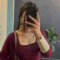 Off Maroon Designer Readymade Gown Suit Set -TD-157