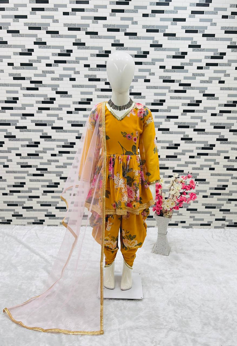 New Designer Heavy Fox Georgette Dhoti Salwarr Suit OC-160 Yellow Master