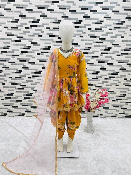 New Designer Heavy Fox Georgette Dhoti Salwarr Suit OC-160 Yellow Master