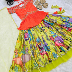 NEW DESIGNER KEDIYA STYLE LAHENGAA SET FULLY STTICHED OC-200