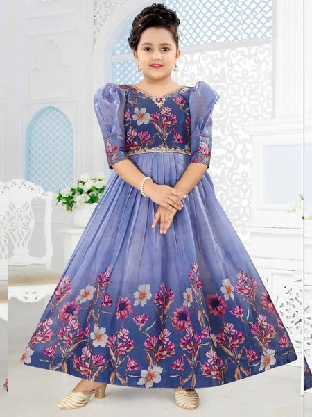 New Designer Taby Silk Organzaa Gownn With Digital Print work OC-202