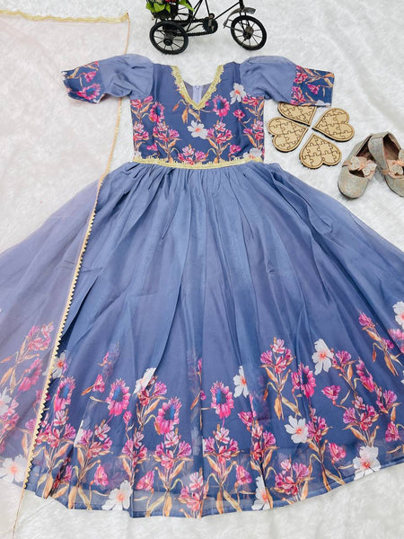 New Designer Taby Silk Organzaa Gownn With Digital Print work OC-202
